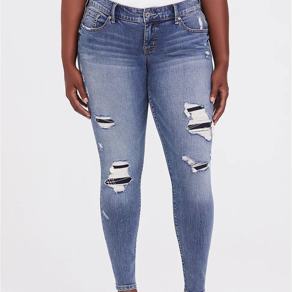 Torrid Skinny Jean - Vintage Stretch plaid inserts